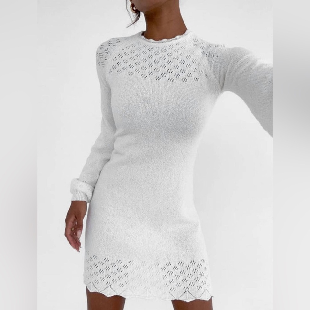 Rumored Vermont Mini Knit dress in white Size Medium NWT